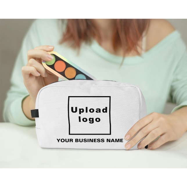 Business Name and Logo on White Dopp Kit (Business name and logo on dopp kit)