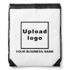 Business Name and Logo on White Drawstring Bag