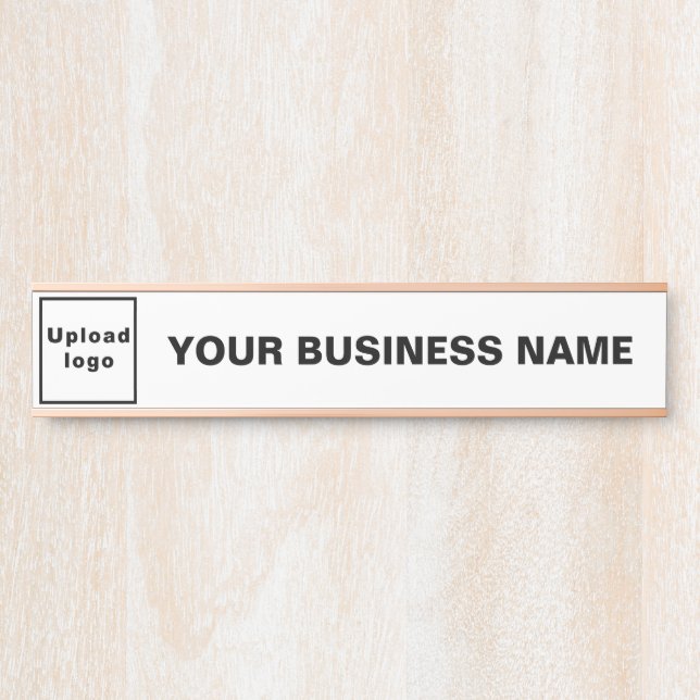 Business Name and Logo on White Long Hanging Door Sign (Front)