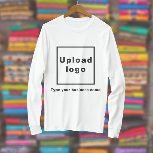 Business Name and Logo on White Long Sleeve T-Shirt