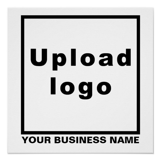 Business Name and Logo on White Square Glossy Poster (Front)