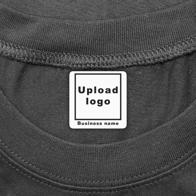 Business Name and Logo on White Square Iron On (White square iron on label with your business name and logo)