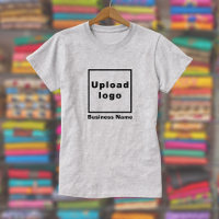 Business Name and Logo on Women's Grey T-Shirt