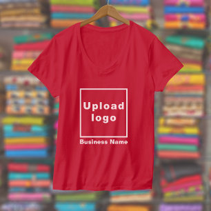 Business Name and Logo on Women's V-Neck Red T-Shirt