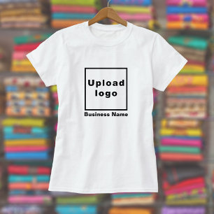 Business Name and Logo on Women's White T-Shirt
