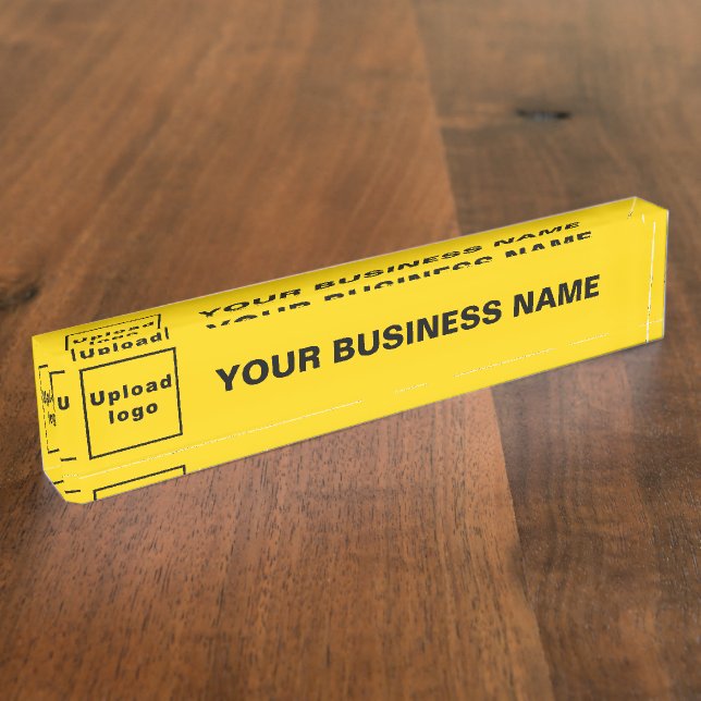 Business Name and Logo on Yellow Acrylic Nameplate (Side)