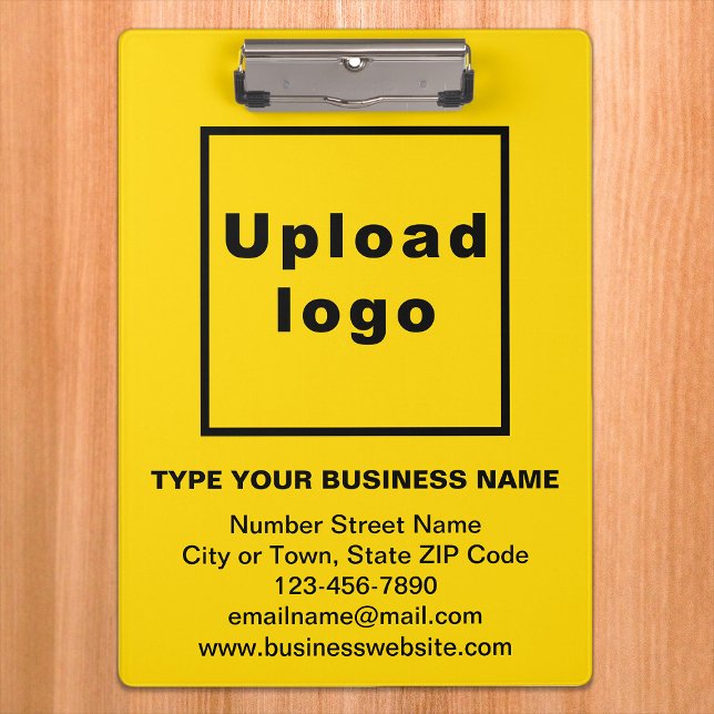 Business Name and Logo on Yellow Clipboard (Creator Uploaded)