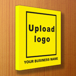 Business Name and Logo on Yellow Square Canvas Print