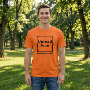 Business Name and Logo Orange Men's T-Shirt