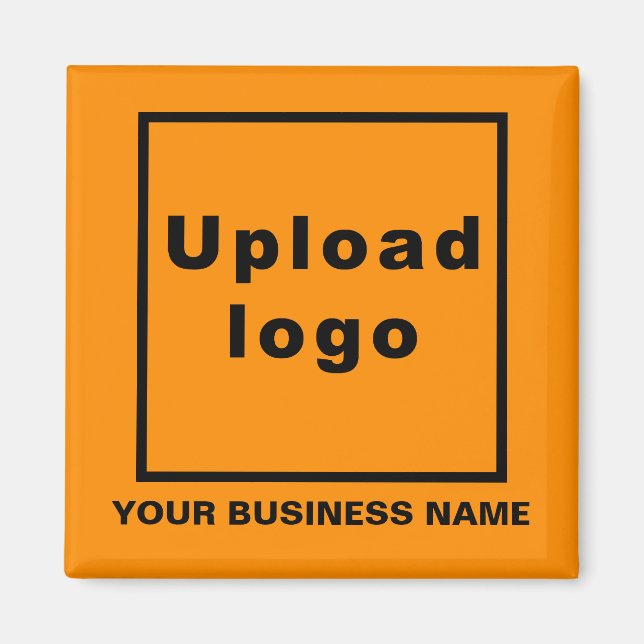 Business Name and Logo Orange Square Magnet (Front)