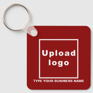 Business Name and Logo Red Square Keychain