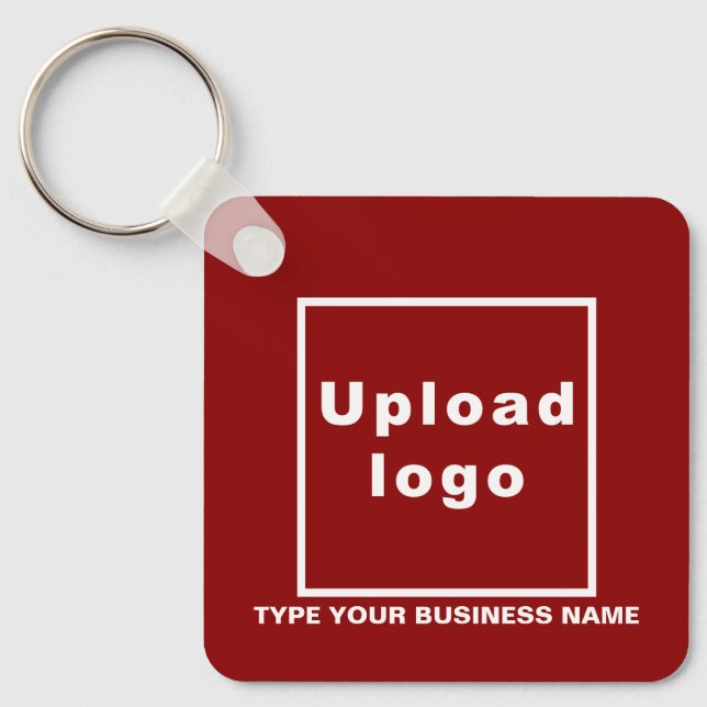 Business Name and Logo Red Square Keychain (Front)