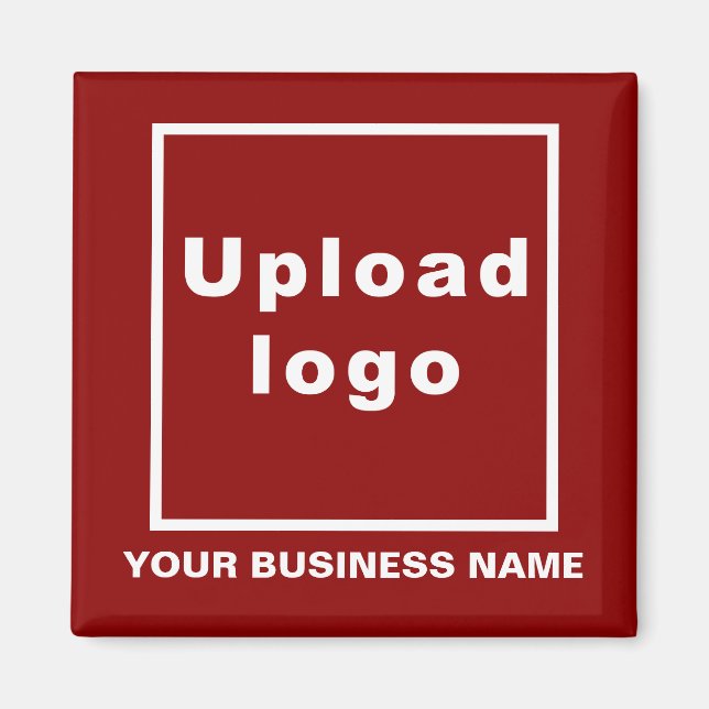 Business Name and Logo Red Square Magnet (Front)