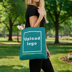 Business Name and Logo Teal Green Tote Bag