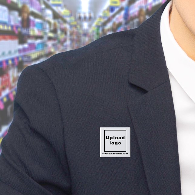 Business Name and Logo White Square Button (Build brand name awareness. Your business name and logo on white square button.)