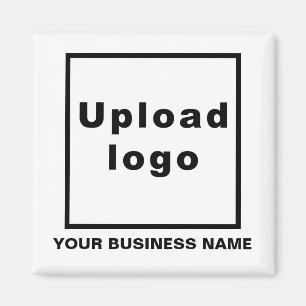 Business Name and Logo White Square Magnet