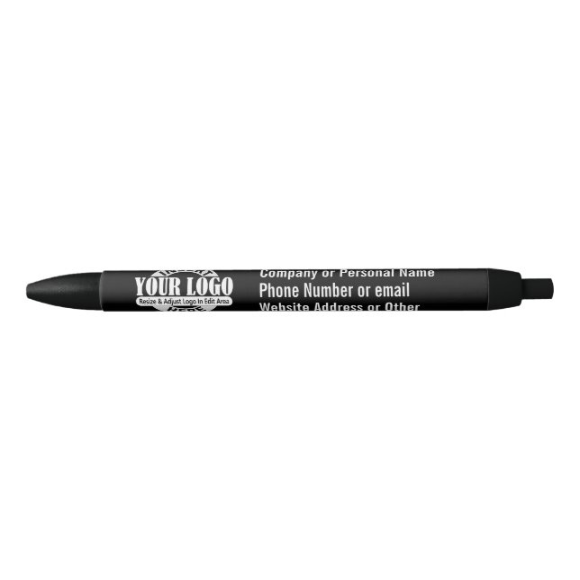 Business Name and Logo with 3 lines of Text Black Ink Pen (Front)