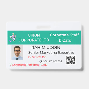 Business Name Badge Employee ID Pro Staff Work