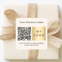 Business name beige logo qr code