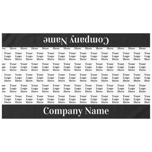 Business Name Black and White Logo Here Pattern Tablecloth (Front (Horizontal))