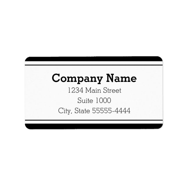 Business Name Black and White Return Address Label (Front)