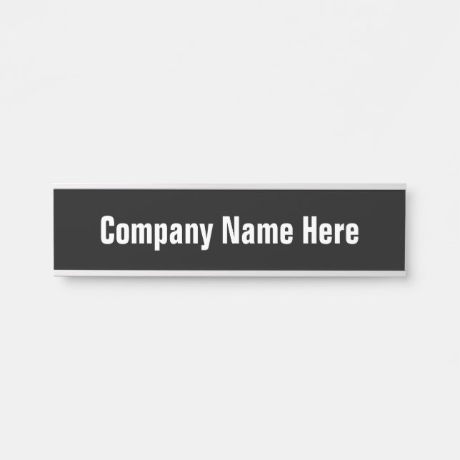 Business Name Black and White Text Template Door Sign (Front)
