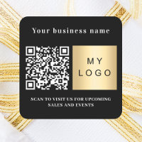 Business name black white logo qr code