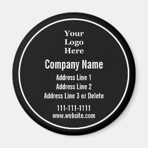 Business Name Black White Text Your Logo Here Magnet