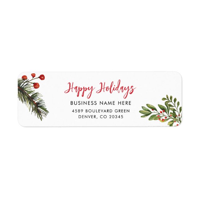 Business Name Botanical Christmas Return Address (Front)