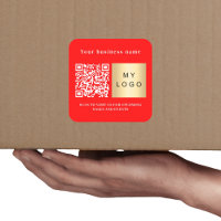 Business name bright red logo qr code