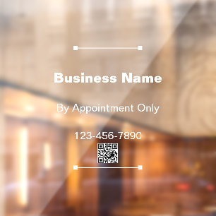 Business Name By Appointment Only QR Code Window Cling
