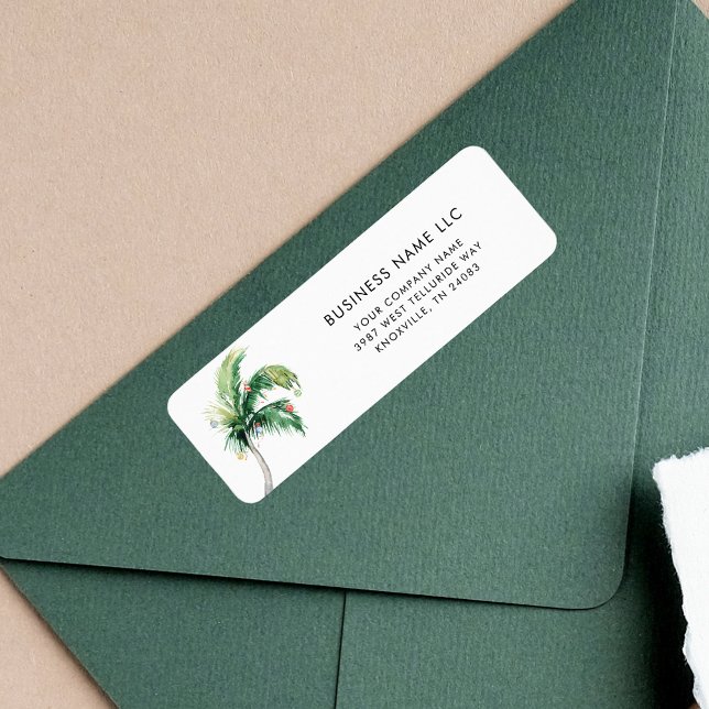 Business Name Christmas Coastal Return Address (Coastal Palm Tree Business Return Address Label)