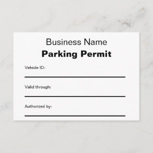 Business Name Dashboard Parking Permit Card