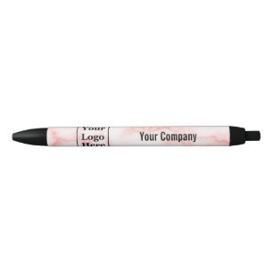 Business Name Faux Pink Marble Your Logo Here Black Ink Pen