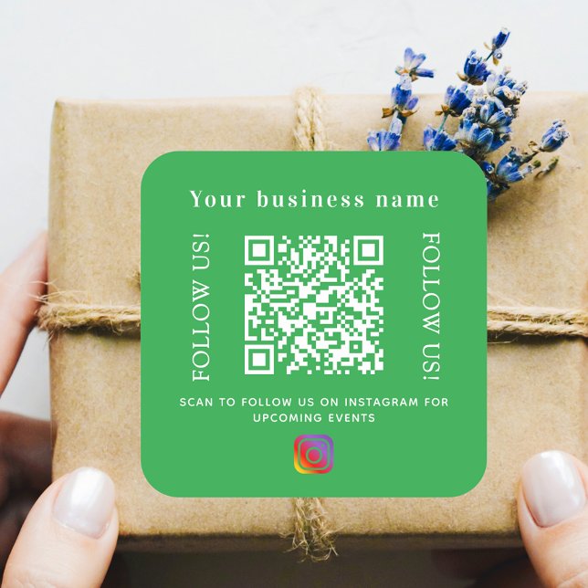 Business name green qr code Instagram Square Sticker (Creator Uploaded)