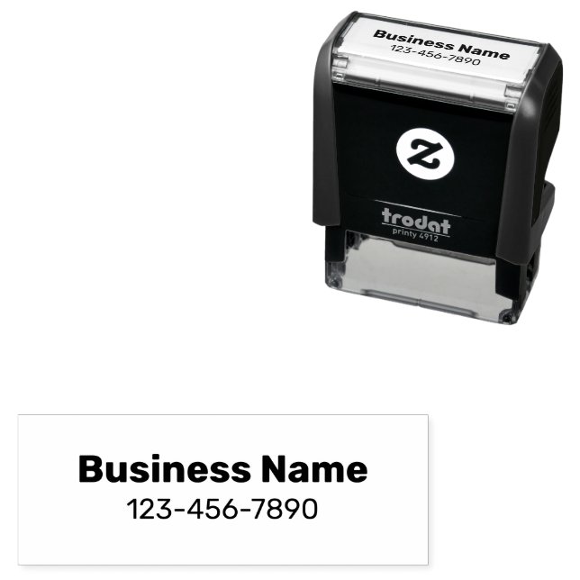 Business Name in Bold and Phone Number Template Self-inking Stamp (In Situ)