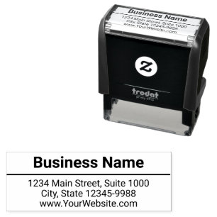 Business Name in Bold Return Address Website Text Self-inking Stamp