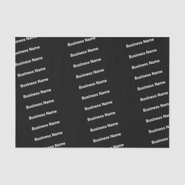 Business Name in Bold Text Black and White Pattern Tissue Paper (Front)