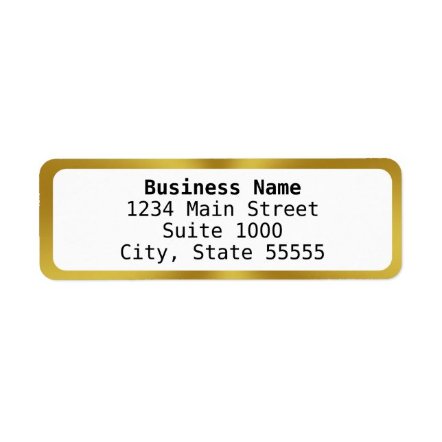 Business Name in Bold White & Gold Return Address (Front)