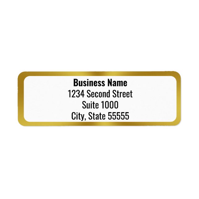 Business Name in Bold White & Gold Return Address (Front)