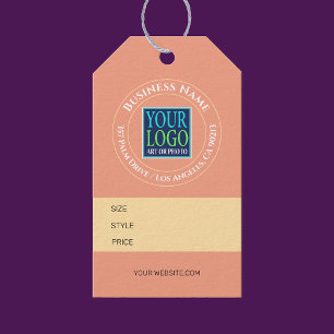 Business Name, Logo Address Peach/Yellow Price Tag
