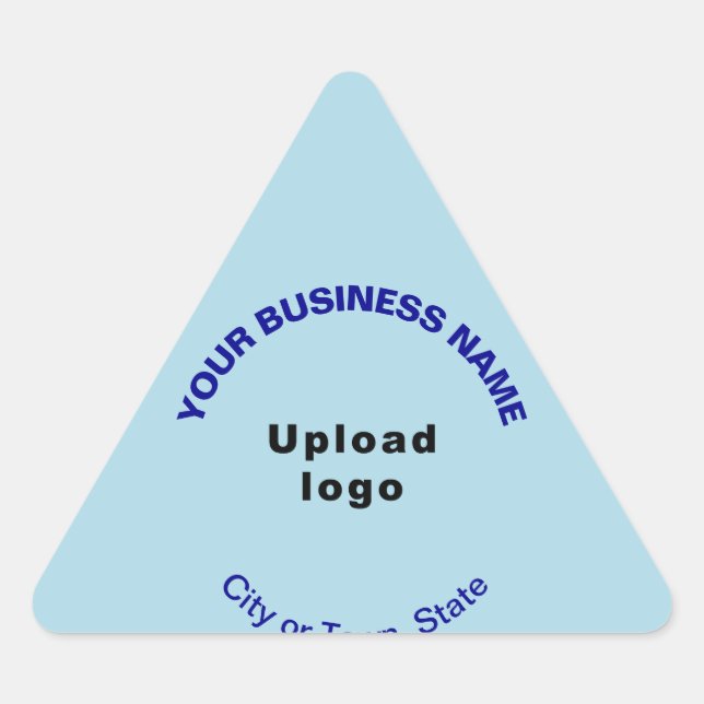 Business Name, Logo and Location on Light Blue Triangle Sticker (Front)