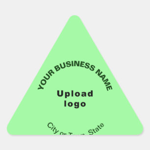 Business Name, Logo and Location on Light Green Triangle Sticker