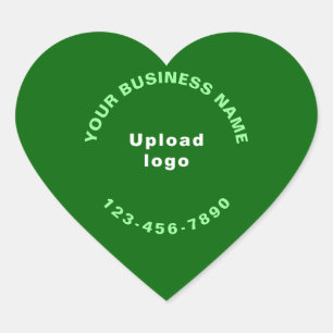 Business Name, Logo and Phone Number on Green Heart Sticker