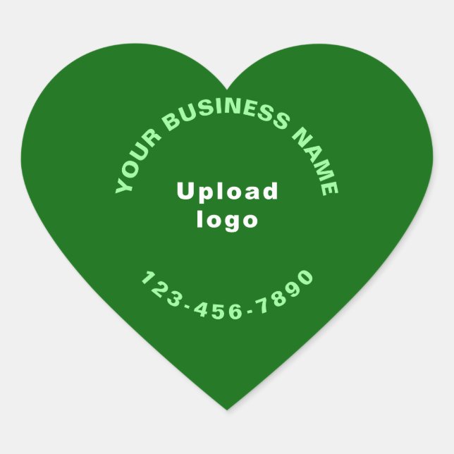 Business Name, Logo and Phone Number on Green Heart Sticker (Front)