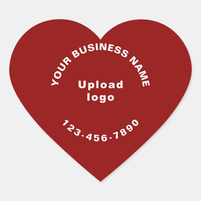 Business Name, Logo and Phone Number on Red Heart Sticker (Front)