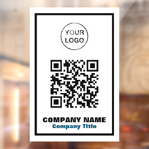 Business Name, Logo and QR Code Window Cling