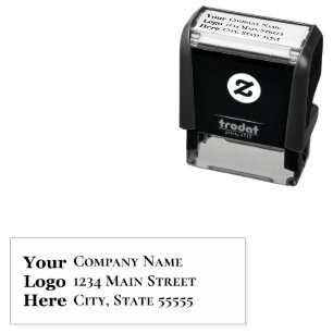 Business Name Logo and Return Address Template Self-inking Stamp