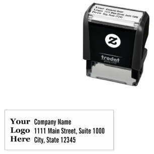 Business Name Logo and Return Address Template Self-inking Stamp