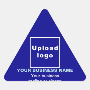 Business Name, Logo and Tagline on Blue Triangle Sticker